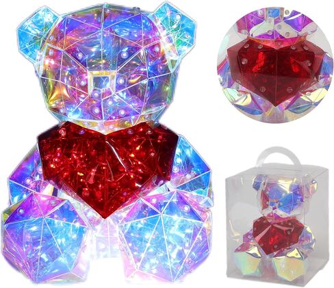 Valentine Day Teddy Bear Night Light Gifts for Her, Glowing Teddy Bear for Girlfriend Mom Kids Birthday Valentine's Day Gifts, Light Up LED Teddy Bear Gift with USB Plug and Gift Box in Saudi Arabia