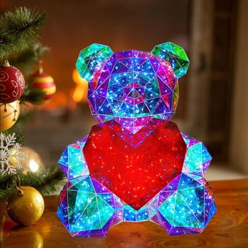 Valentine Day Teddy Bear Night Light Gifts for Her, Glowing Teddy Bear for Girlfriend Mom Kids Birthday Valentine's Day Gifts, Light Up LED Teddy Bear Gift with USB Plug and Gift Box in Saudi Arabia