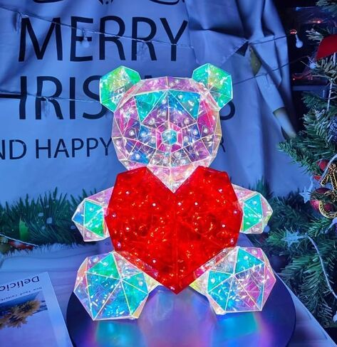 Valentine Day Teddy Bear Night Light Gifts for Her, Glowing Teddy Bear for Girlfriend Mom Kids Birthday Valentine's Day Gifts, Light Up LED Teddy Bear Gift with USB Plug and Gift Box in Saudi Arabia