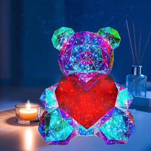 Valentine Day Teddy Bear Night Light Gifts for Her, Glowing Teddy Bear for Girlfriend Mom Kids Birthday Valentine's Day Gifts, Light Up LED Teddy Bear Gift with USB Plug and Gift Box in Saudi Arabia