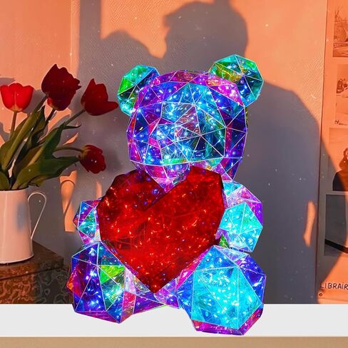 Valentine Day Teddy Bear Night Light Gifts for Her, Glowing Teddy Bear for Girlfriend Mom Kids Birthday Valentine's Day Gifts, Light Up LED Teddy Bear Gift with USB Plug and Gift Box in Saudi Arabia