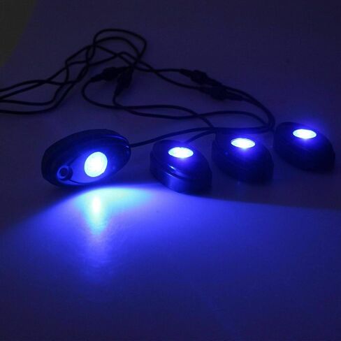 4 Pods LED Rock Light for Jeep ATV SUV Offroad Car Truck Boat Underbody Glow Trail Rig Lamp Underglow LED Neon Lights Waterproof 12V 24V Yellow Orange (Amber) in Kuwait