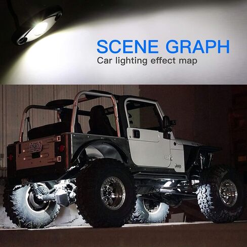 4 Pods LED Rock Light for Jeep ATV SUV Offroad Car Truck Boat Underbody Glow Trail Rig Lamp Underglow LED Neon Lights Waterproof 12V 24V Yellow Orange (Amber) in Kuwait
