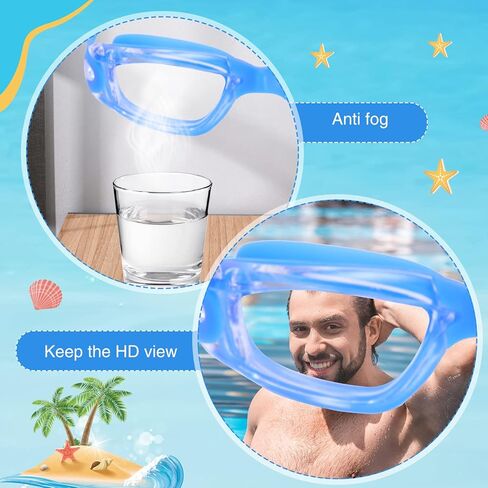 نظارات سباحة Fabbay 8 قطع تمنع التسرب، نظارات سباحة للأطفال للحماية من الأشعة فوق البنفسجية مع مشابك أنف مقاومة للماء وسدادات أذن in Saudi Arabia