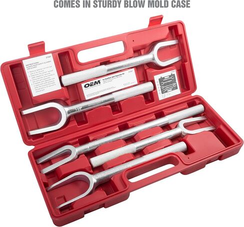 OEMTOOLS 27201 مجموعة فاصل قضيب التعادل/الكرة المشتركة، 5 قطع، استبدال قضيب التعادل، مفاصل كروية منفصلة وأذرع بيتمان، شوكة مخلل، أداة إزالة وصلة الكرة in Saudi Arabia