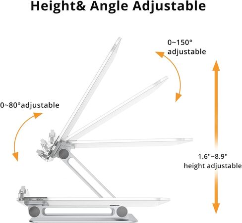 حامل كتب أكريليك، حامل عرض الكتب، حامل كمبيوتر محمول شفاف، قابل للطي، للكتب/الكمبيوتر اللوحي/قارئ الكتب الإلكترونية/الكمبيوتر المحمول، مشابك صفحات قابلة للسحب، ارتفاع وزاوية قابلة للتعديل، القراءة، الدراسة، WFH، الطبخ in Kuwait