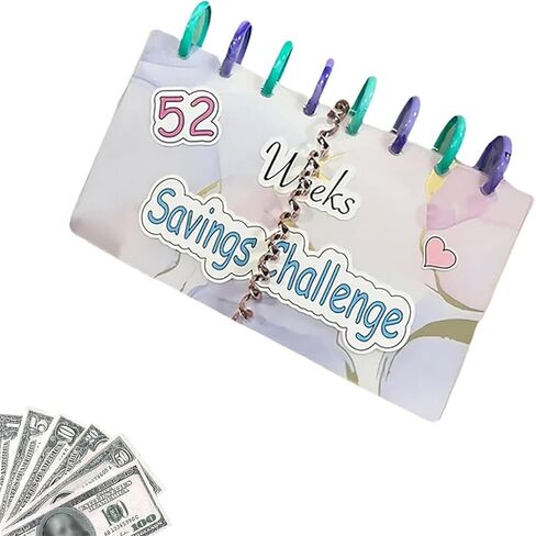 ملف التوفير l تحدي التوفير لمدة 52 أسبوعًا، كتاب الميزانية القابل لإعادة الاستخدام، مجلد التوفير النقدي، كتاب تحديات التوفير مع الأظرف، منظم النقود مع غطاء بلوري، مخطط كتاب الميزانية (قطعة واحدة) in Kuwait