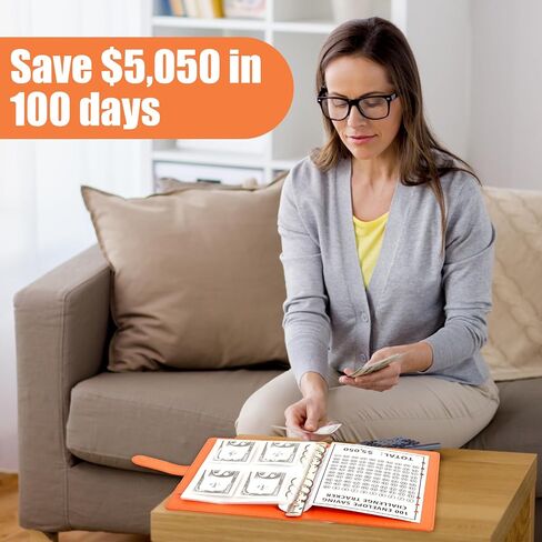 5 Pcs 100 Envelope Challenge Binder Kit Savings Challenges Book with Envelopes to Save 5, 050 Dollars Easy and Fun Budgeting Planner and Saving Money Binder Gift for Christmas (Bright Color) in Saudi Arabia