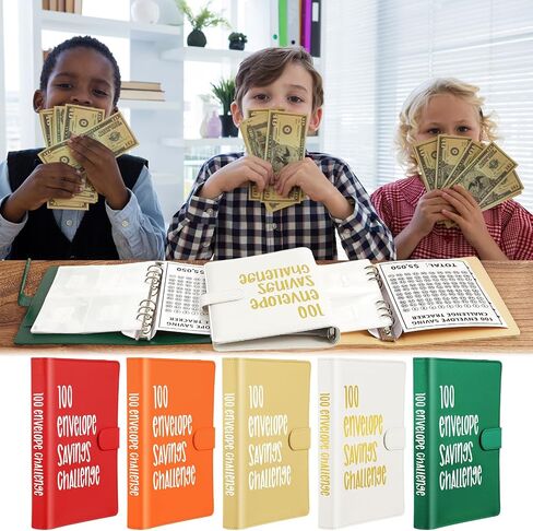 5 Pcs 100 Envelope Challenge Binder Kit Savings Challenges Book with Envelopes to Save 5, 050 Dollars Easy and Fun Budgeting Planner and Saving Money Binder Gift for Christmas (Bright Color) in Saudi Arabia