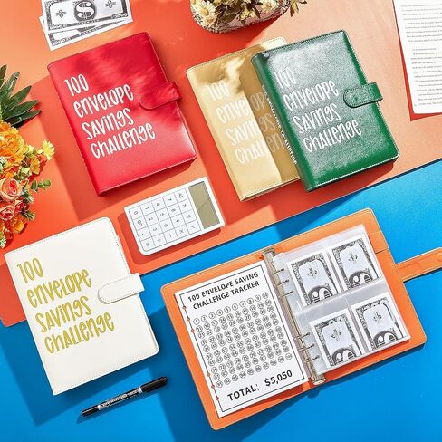 5 Pcs 100 Envelope Challenge Binder Kit Savings Challenges Book with Envelopes to Save 5, 050 Dollars Easy and Fun Budgeting Planner and Saving Money Binder Gift for Christmas (Bright Color) in Saudi Arabia