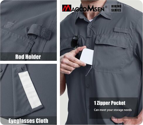 MAGCOMSEN Mens Fishing Shirts Short Sleeve UPF 50+ Sun Protection Button Down Shirt Quick Dry Cooling Shirts for Hiking Safri in Saudi Arabia