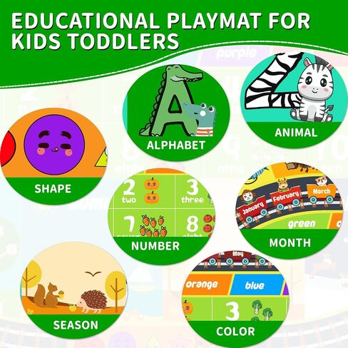 ABC Kids Rug Oval 3.3'×5' Educational Playmat Rug Carpet, Alphabet Animal Number Month Season Faux Wool Early Learning Rug for Playroom Game Area Playmat for Tummy Time in Saudi Arabia