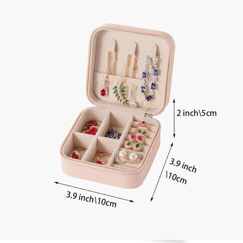 Small Travel Jewelry Box - Back to School Jewelry Organizer | Portable Jewelry Case | Mini Jewelry Case | Travel Jewelry Case | ToGo Jewelry Box | Ideal Gift (Pink) in Saudi Arabia