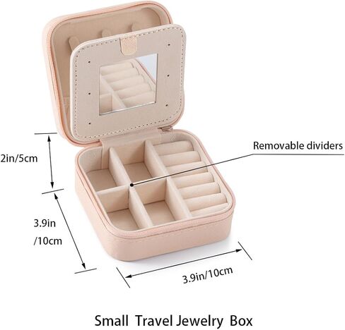 صندوق مجوهرات صغير للسفر - منظم مجوهرات العودة إلى المدرسة | حافظة مجوهرات محمولة | حافظة مجوهرات صغيرة | حالة مجوهرات السفر | صندوق مجوهرات توجو | الهدية المثالية (وردي) in Kuwait