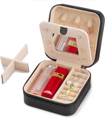 Small Travel Jewelry Box - Back to School Jewelry Organizer | Portable Jewelry Case | Mini Jewelry Case | Travel Jewelry Case | ToGo Jewelry Box | Ideal Gift (Pink) in Saudi Arabia