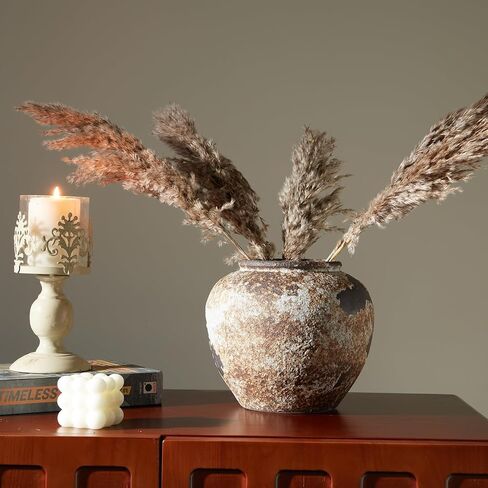 Rustic Vase for Home Decor, Farmhouse Terracotta Vases, Stone Vases, Large Vases for Living Room Decor, Rustic Flower Vase Decoration for Living Room Tall Ceramic Vase in Kuwait