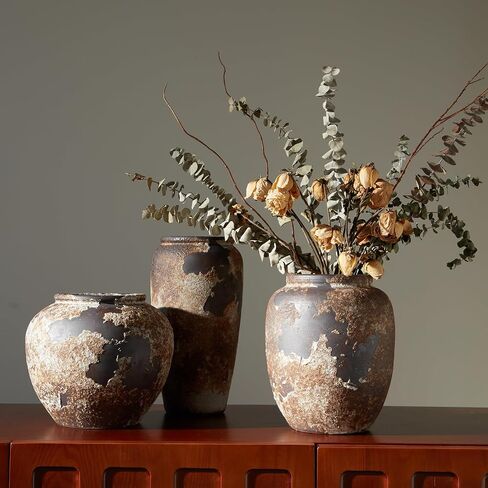 Rustic Vase for Home Decor, Farmhouse Terracotta Vases, Stone Vases, Large Vases for Living Room Decor, Rustic Flower Vase Decoration for Living Room Tall Ceramic Vase in Kuwait