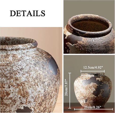 Rustic Vase for Home Decor, Farmhouse Terracotta Vases, Stone Vases, Large Vases for Living Room Decor, Rustic Flower Vase Decoration for Living Room Tall Ceramic Vase in Kuwait