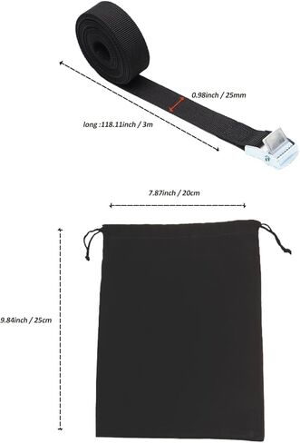 4 قطع من أشرطة السقاطة، 1 حقيبة تخزين، أشرطة ربط للدراجة النارية، أشرطة ربط للأسفل شديدة التحمل قابلة للتعديل، أشرطة بإبزيم كام، أشرطة ربط للقارب، للسلع والشاحنات والمقطورات والدراجات (أسود) in Kuwait