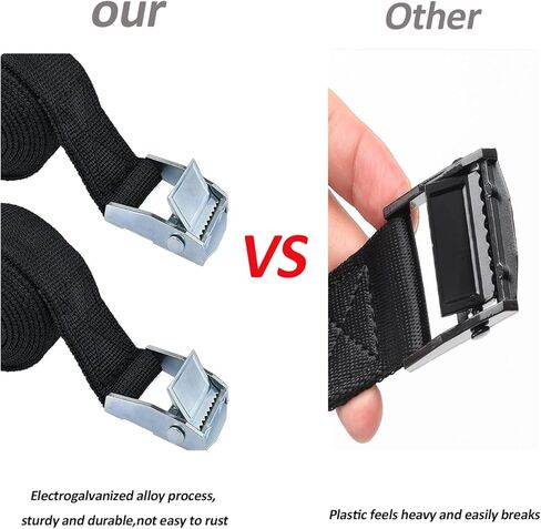 4 قطع من أشرطة السقاطة، 1 حقيبة تخزين، أشرطة ربط للدراجة النارية، أشرطة ربط للأسفل شديدة التحمل قابلة للتعديل، أشرطة بإبزيم كام، أشرطة ربط للقارب، للسلع والشاحنات والمقطورات والدراجات (أسود) in Kuwait