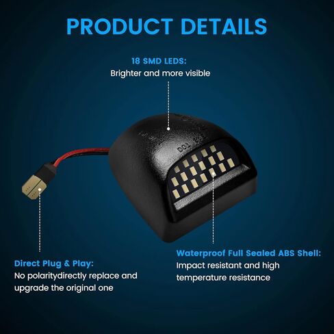 4 قطع مجموعة مصابيح لوحة ترخيص LED للسيارة، 36 قطعة LED 6500K أبيض متوافق مع سيلفرادو سوبربان تاهو سييرا 1500 2500 3500 HD Escalade EXT in Kuwait