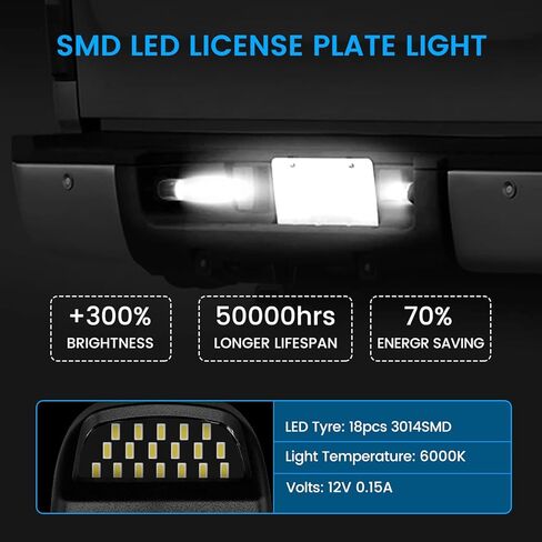 4 قطع مجموعة مصابيح لوحة ترخيص LED للسيارة، 36 قطعة LED 6500K أبيض متوافق مع سيلفرادو سوبربان تاهو سييرا 1500 2500 3500 HD Escalade EXT in Kuwait