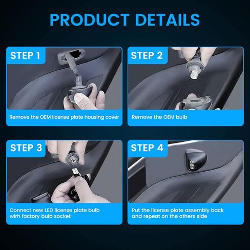 4 قطع مجموعة مصابيح لوحة ترخيص LED للسيارة، 36 قطعة LED 6500K أبيض متوافق مع سيلفرادو سوبربان تاهو سييرا 1500 2500 3500 HD Escalade EXT in Kuwait