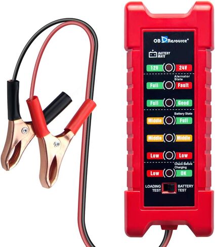 جهاز اختبار بطارية السيارة 2 في 1، جهاز اختبار حمل البطارية 12 فولت 24 فولت للشاحنات والسيارات، واختبار حالة البطارية ومحلل نظام شحن المولد مع أجهزة اختبار دائرة الإشارة LED in Kuwait