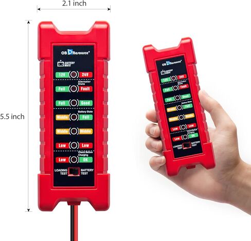 جهاز اختبار بطارية السيارة 2 في 1، جهاز اختبار حمل البطارية 12 فولت 24 فولت للشاحنات والسيارات، واختبار حالة البطارية ومحلل نظام شحن المولد مع أجهزة اختبار دائرة الإشارة LED in Kuwait