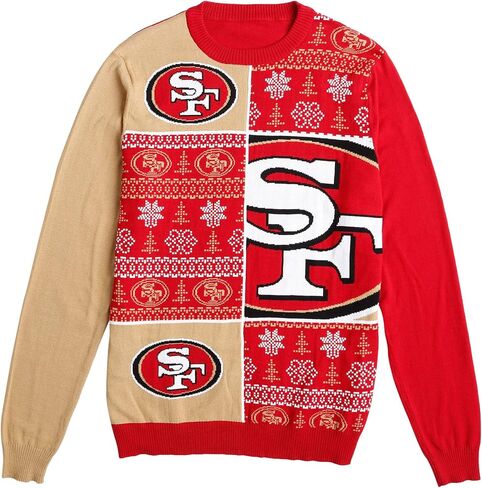 سترة FOCO NFL للرجال بشعار فريق NFL Busy Block Snowfall Holiday القبيحة in Kuwait