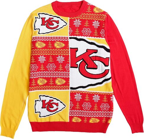 سترة FOCO NFL للرجال بشعار فريق NFL Busy Block Snowfall Holiday القبيحة in Kuwait