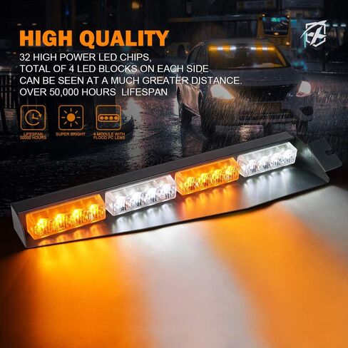 شريط إضاءة LED لحاجب الطوارئ من Xprite، أضواء تحذيرية داخلية من مخاطر الزجاج الأمامي مع حامل مزدوج لشاحنات سيارات رجال الإطفاء المتطوعين من الشرطة (أحمر أزرق) in Kuwait