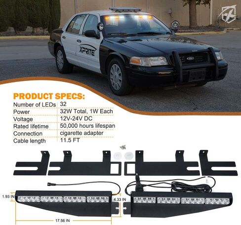 شريط إضاءة LED لحاجب الطوارئ من Xprite، أضواء تحذيرية داخلية من مخاطر الزجاج الأمامي مع حامل مزدوج لشاحنات سيارات رجال الإطفاء المتطوعين من الشرطة (أحمر أزرق) in Kuwait
