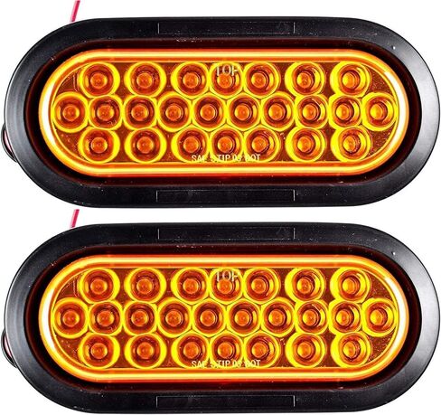 All Star Truck Parts] 6" Oval LED Recessed Amber Strobe Light, 24 LED DOT/SAE Approved & Marked, Waterproof, Super Bright High Powered Strobe for Towing (2pc With Grommet)… in Saudi Arabia