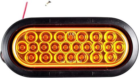 All Star Truck Parts] 6" Oval LED Recessed Amber Strobe Light, 24 LED DOT/SAE Approved & Marked, Waterproof, Super Bright High Powered Strobe for Towing (2pc With Grommet)… in Saudi Arabia