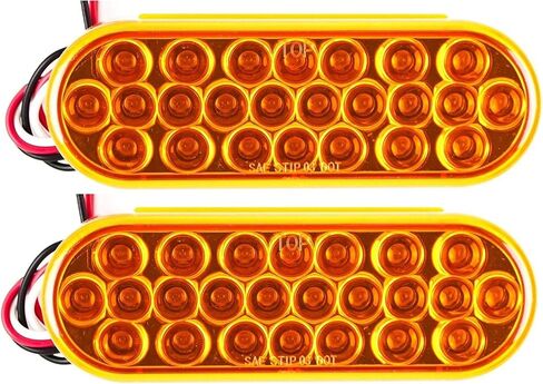 All Star Truck Parts] 6" Oval LED Recessed Amber Strobe Light, 24 LED DOT/SAE Approved & Marked, Waterproof, Super Bright High Powered Strobe for Towing (2pc With Grommet)… in Saudi Arabia