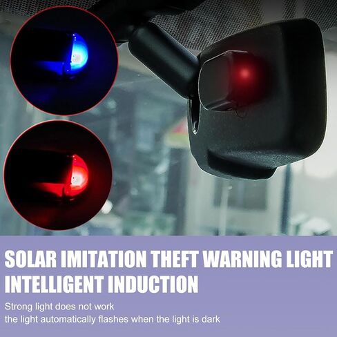 1 PC Car Solar Anti-theft Light, USB Interface Plug Play ABS Shell LED Simulation Intelligent Induction Flash Warning Light, Simulation Warning Accessories, Fits for Most Car Models (Red) in Saudi Arabia