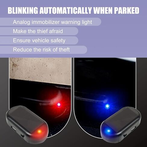 1 PC Car Solar Anti-theft Light, USB Interface Plug Play ABS Shell LED Simulation Intelligent Induction Flash Warning Light, Simulation Warning Accessories, Fits for Most Car Models (Red) in Saudi Arabia