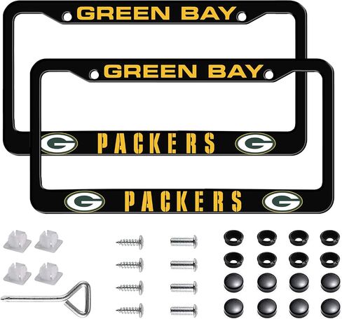 License Plate Frames,Car Accessories Universal Metal License Plate Frame, Front and Back License Plate Holder with Mounting Kit,Pack of 2 (Black 49ers) in Saudi Arabia