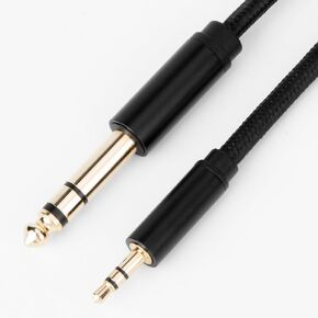 1/8 إلى 1/4 كابل ستيريو ، من 3.5 مم إلى 1/4 محول AUX CORD CORDEO CABLE للغيتار ، البيانو لوحة المفاتيح ، الكمبيوتر المحمول ، أجهزة المسرح المنزلي ، مكبرات الصوت ومكبرات الصوت - 3.3 قدم ، أسود