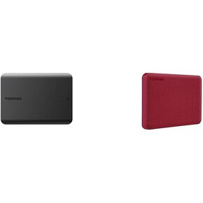 Toshiba Canvio Basics 2TB Portable External Hard Drive USB 3.0, Black - HDTB520XK3AA & Canvio Advance 1TB Portable External Hard Drive USB 3.0, Red - HDTCA10XR3AA