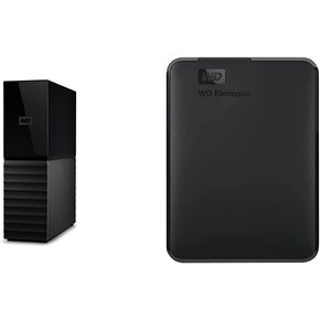 WD 18TB My Book Desktop External Hard Drive, USB 3.0, External HDD with Password Protection and Auto Backup Software - WDBBGB0180HBK-NESN and WD 5TB Elements Portable HDD, External Hard Drive, USB 3.0 for PC & Mac, Plug and Play Ready - WDBU6Y0050BBK-WESN