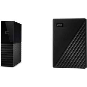 WD 6TB My Book Desktop External Hard Drive, USB 3.0 - WDBBGB0060HBK-NESN & 2TB My Passport Portable External Hard Drive with Backup Software and Password Protection, Blue - WDBYVG0020BBK-WESN