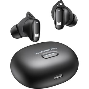 Monster N-Lite 206 Wireless Earbuds Bluetooth 5.4 in Ear Headphones, Bluetooth Ear Buds Built-in Microphone, Touch Control, Comfortable Fit, USB-C Fast Charging, IPX6 Waterproof, 25H Playtime, Black
