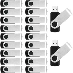 Bulk Flash Drives - 8GB USB Flash Drives 10 Pack Black and 16GB Flash Drive 10 Pack Black, USB 2.0 Thumb Drive Pendrive Zip Drive Jump Drives Multipack for Data Storage, Photo Transfer and Backup