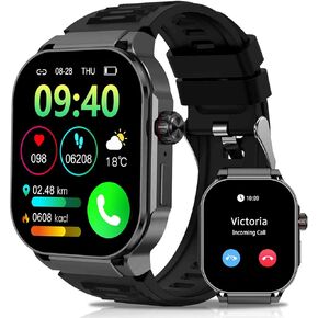 Smart Watch(Answer/Dial Calls), 2.06" AMOLED Screen Smartwatch for Men, Fitness Tracker with 120+Sports Modes, AI Voice,Heart Rate,Blood Oxygen,IP67 Waterproof Smart Watch for Android iOS Phones
