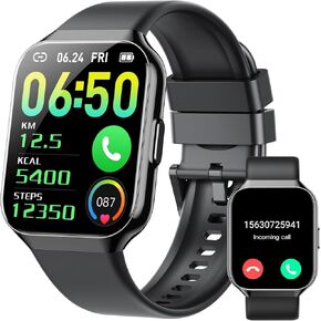 Smart Watch (Answer/Make Call) , 1.96" HD Touch Screen Smartwatch for Men Women, Fitness Watch with Heart Rate/Sleep/SpO2 Monitor, IP68 Waterproof, 140+Sport Mode Activity Trackers for Android iOS