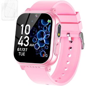 Vakzovy Waterproof Kids Smart Watch Girls, with Dual Camera 32 Game IP67 Music Player Pedometer Alarm Clock HD Touchscreen Educational Toys Birthday Gift for Girls Ages 6 7 8 9