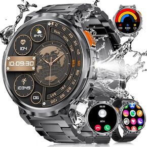 1.85" Large Screen Smart Watches for Men Compatible with iOS Android, LED Flashlight/730mAh Large Battery, Fitness Tracker with Heart Rate/Sleep Monitor/100+ Sports Mode, Bluetooth Call (Black)