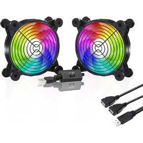 upHere USB Computer Fan Black, Dual 80mm, Silent, 80 * 80*25mm, 1800rpm, 5V, 1.68W, 20dB, Compatible with Desktop, Laptop, TV Box, Receiver, AV Cabin, PS4, Projector, Router